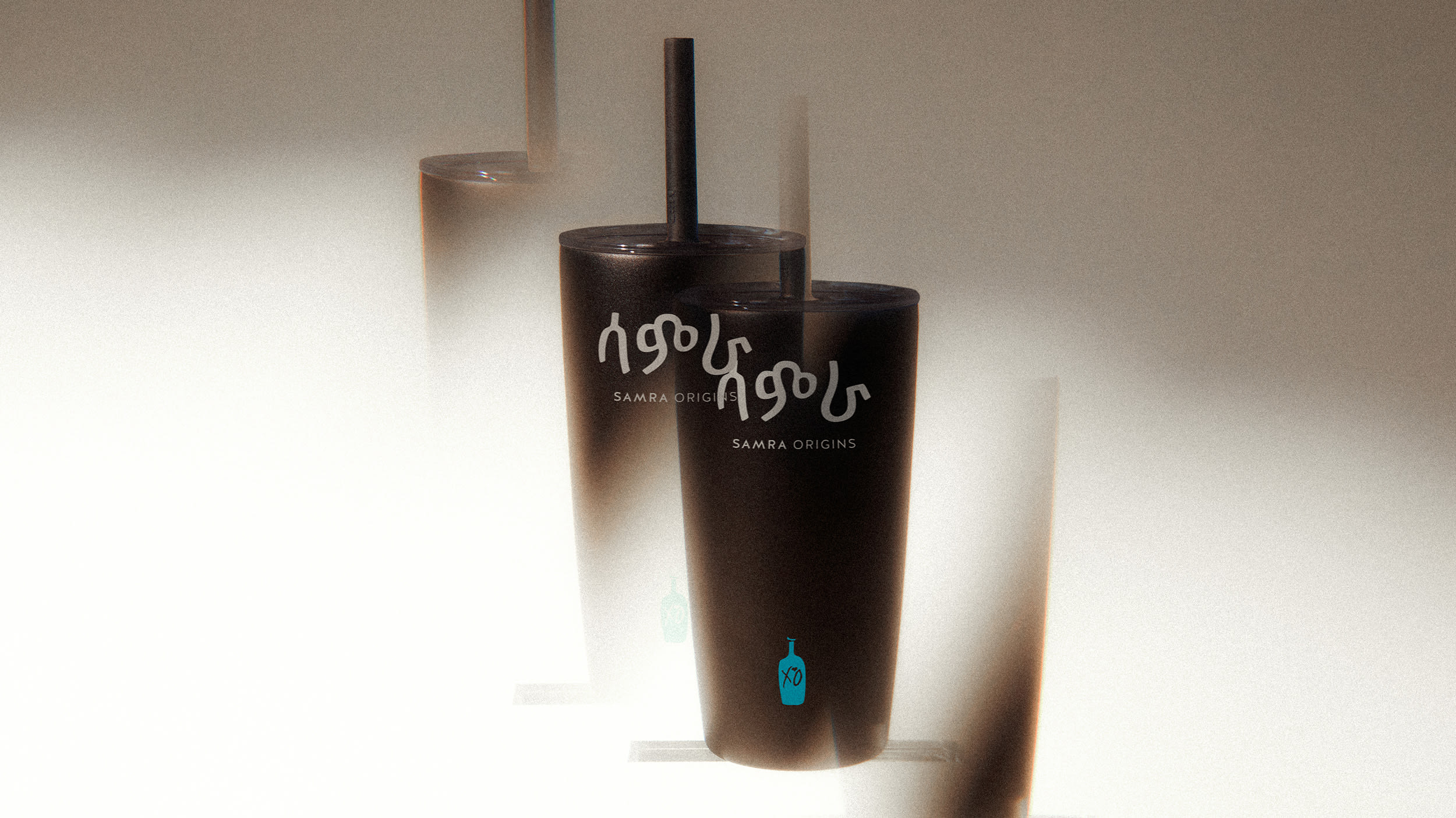 Samra Origins MiiR Tumbler with Straw, 16 oz Blue Bottle Coffee